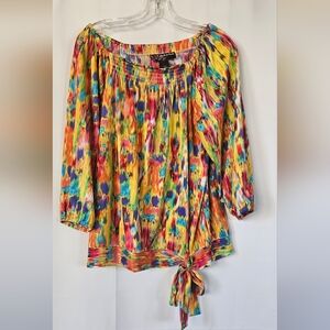 Peck and Peck Women's multicolor boat neck blouse size‎ large